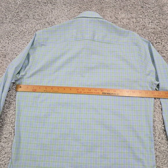 Twillory Shirt Mens 16 32-33 Blue Green Plaid Tailored‎ Fit Performance Office - Picture 6 of 9